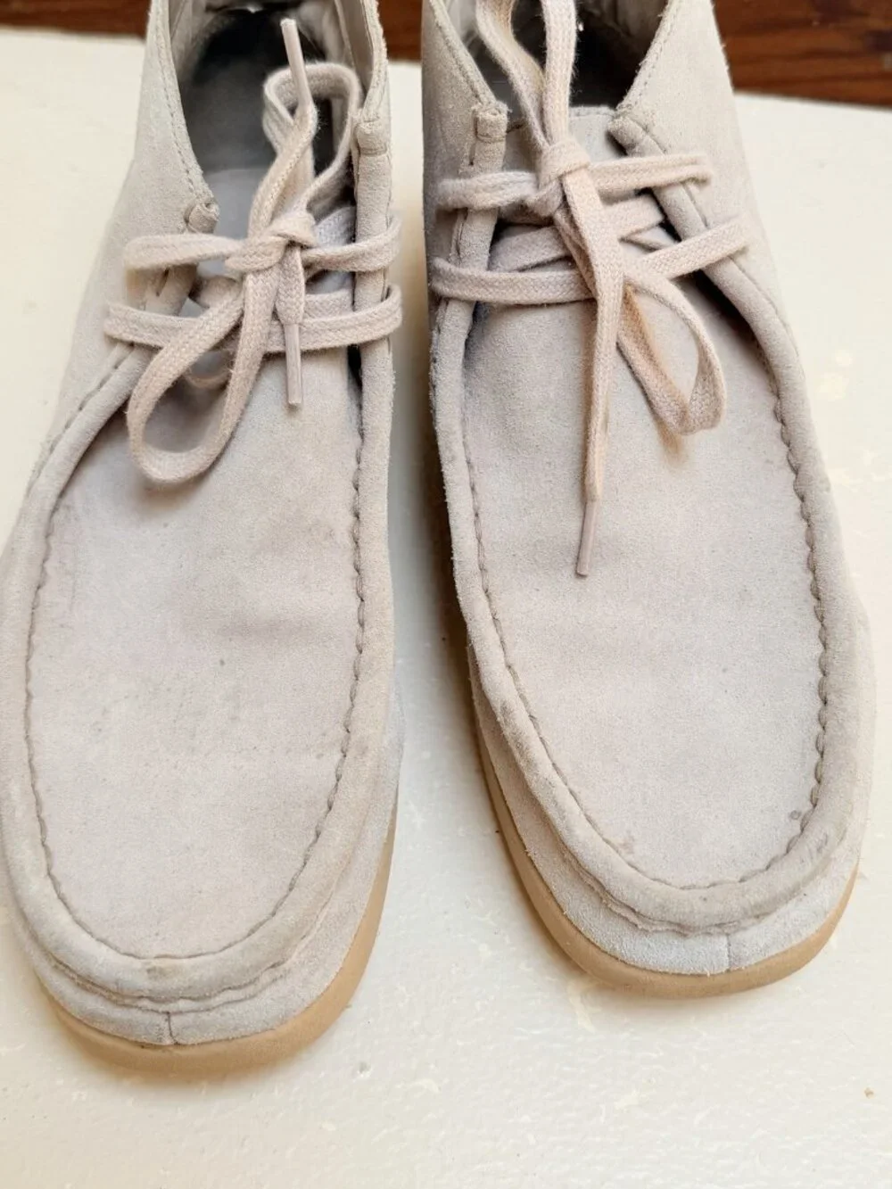 Everlane‎ Mac Toe Suede Chukka Boots Size 8.5 Beige Gray Women Travel Vacation